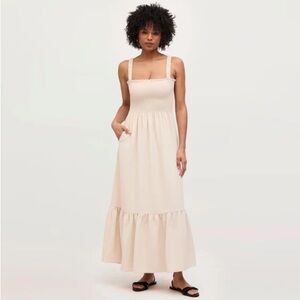 Hill House Anjuli Nap Dress size small in sand crepe color